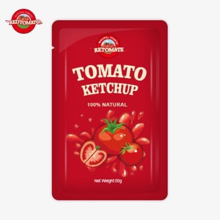 Distribuição global de bolsas de ketchup personalizadas de 50g para alta qualidade e certificadas pela ISO HACCP e FDA