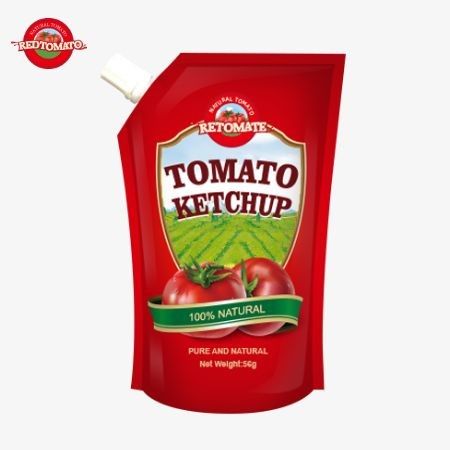 Saquetes de ketchup puro com sabor natural de 56 g, norma ISO, alinhados com as normas internacionais de produção