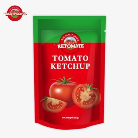 Produzimos saquetes de 200g de ketchup que atendem aos padrões internacionais e estão disponíveis a preços de fábrica