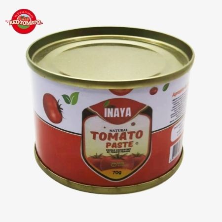 INAYA 70g pasta de tomate enlatada tapa aberta dura Brix28-30% fornecer marca e design de embalagem