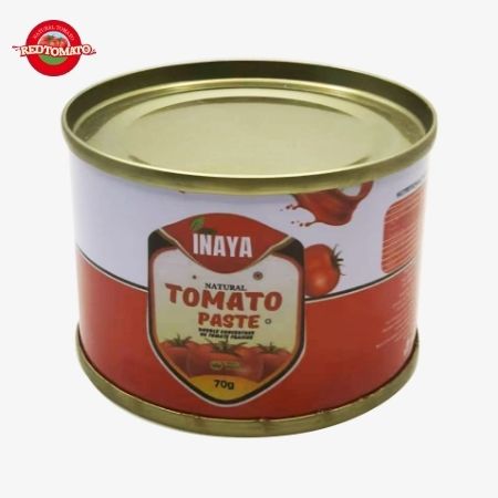 INAYA 70g pasta de tomate enlatada tapa aberta dura Brix28-30% fornecer marca e design de embalagem