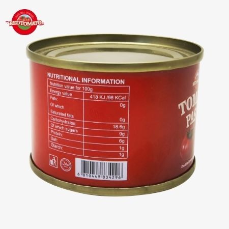 Retomate 70g Pasta de tomate enlatada com Brix 28% 30% Disponível sob marca própria Também vem com serviços completos de marca e design de embalagem