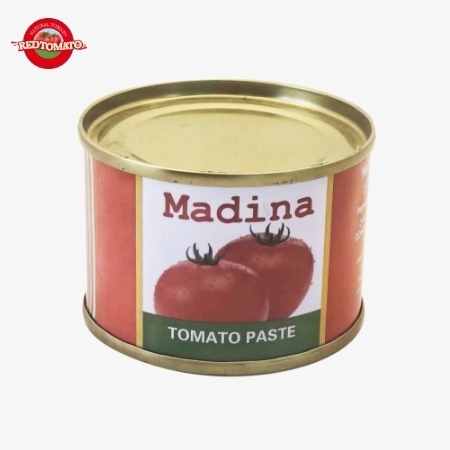 Madina 70g Pasta de tomate enlatada com Brix 28% 30% Fornecer marca e design de embalagem