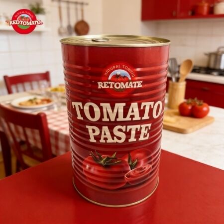Pasta de tomate RETOMATE de alta qualidade com embalagem a granel de 4500g, 28-30 Brix, Tipo de Embalagem