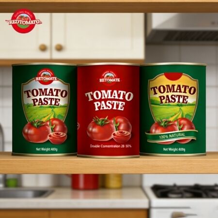 Pasta de Tomate Enlatada 400g Produzida na Fábrica da China | Dupla Concentração, Tampa de Fácil Abertura e Preço de Fábrica no Atacado