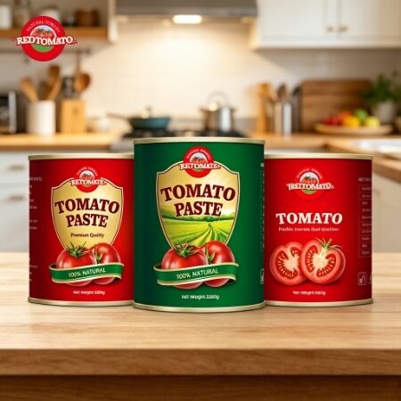 Concentrado de pasta de tomate enlatado certificado Halal de 2200g com 28-30% de Brix para uso culinário premium