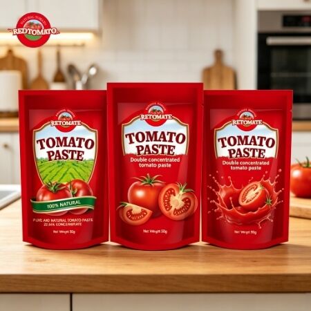 50 g de pasta de tomate em saquete com concentração tripla e conformidade com as normas ISO HACCP BRC