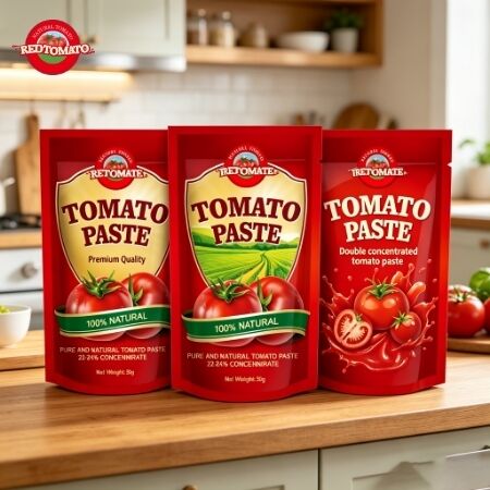 50g ISO HACCP BRC FDA Embalagem Stand-Up Pasta de Tomate com Tripla Concentração