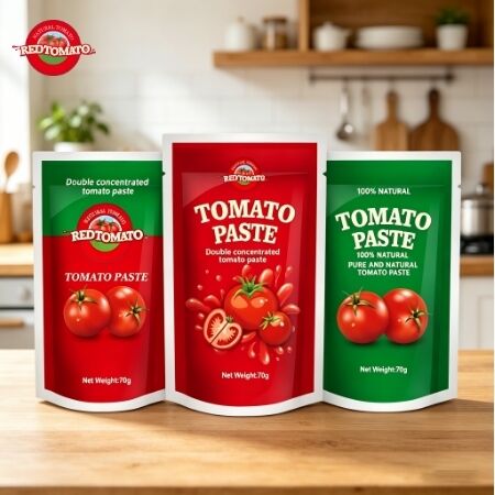 70g Pasta de Tomate Concentrada Tripla em Bolsa Stand Up com Impressão Personalizada para Embalagem Fresca