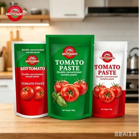 Pasta de tomate em sachê stand-up 100g com concentração tripla e certificação ISO, HACCP, BRC, FDA