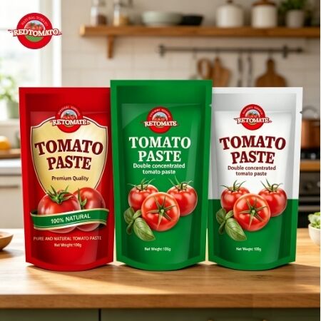 Pasta de tomate natural de alta pureza em sachê stand-up de 100g para cozinhar e receitas