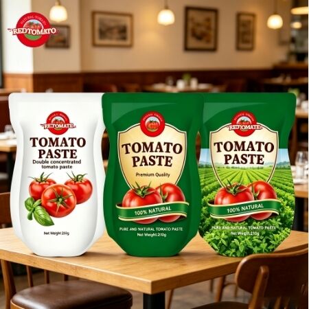 210 g pasta de tomate em sachet de pé com concentração tripla atende às normas ISO HACCP BRC e FDA