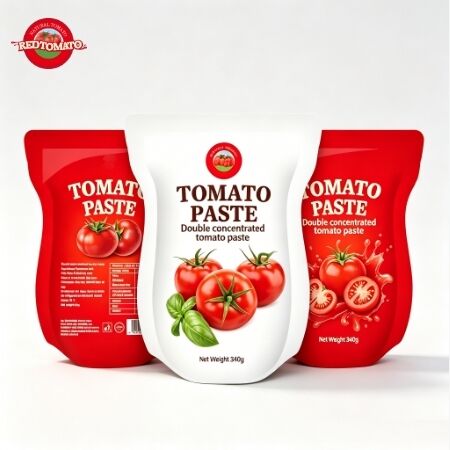 340 g de pasta de tomate em sachet stand-up de concentração tripla doce e azedo para uso culinário