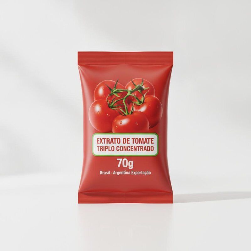 70g Triple Concentrated Red Tomato Paste Stand-Up Sachet Brazil Argentina Retail Export Packaging