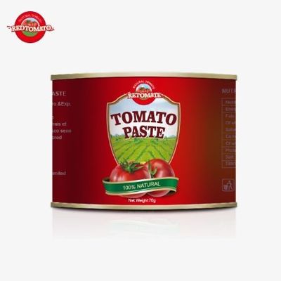Convenientemente embalado 70 gramas em lata de uso amigável pasta de tomate doce e azedo