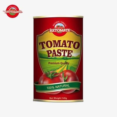140 g de pasta de tomate enlatada com uma innovadora tampa de fácil abertura em conformidade com as normas HACCP