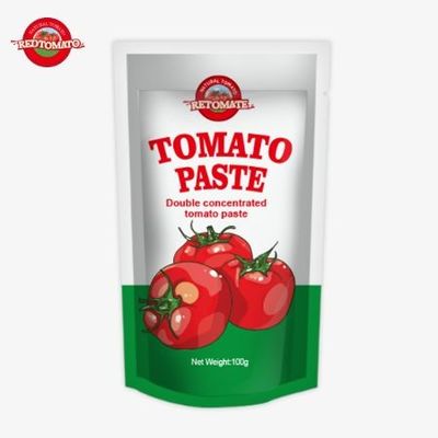 Embalado numa pasta de tomate de 100g com 100% de pureza.