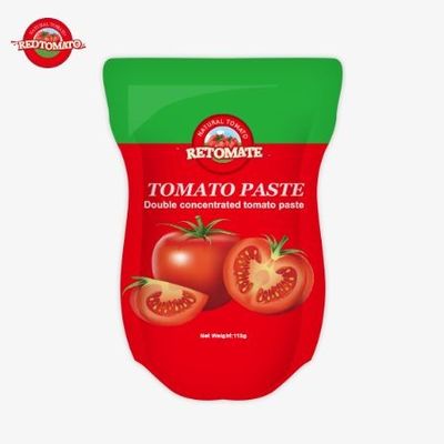 A fábrica de pasta de tomate produz 113g de saquetes de pé em conformidade com os padrões de produção ISO HACCP BRC e FDA