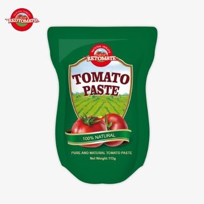 113g Saquetes de pasta de tomate cumprem as normas de produção ISO HACCP BRC e FDA