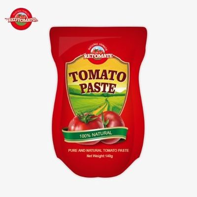 140 g saco de pasta de tomate doce e azedo, disponível em níveis de pureza de 22% a 30%