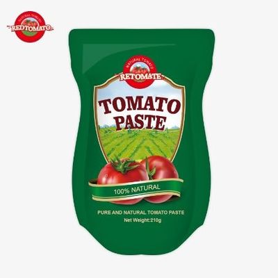 A produção de pasta de tomate em sachet de 210g atende às normas de fabricação ISO HACCP BRC e FDA