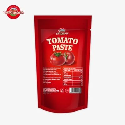 Pasta de tomate ISO Pouch 227g Pasta de tomate duplo concentrado com uma pureza que varia de 30% a 100%
