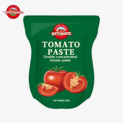 O saco de 340g de pasta de tomate vermelho é conveniente e delicioso.