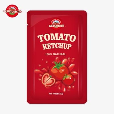 Distribuição global de bolsas de ketchup personalizadas de 50g para alta qualidade e certificadas pela ISO HACCP e FDA