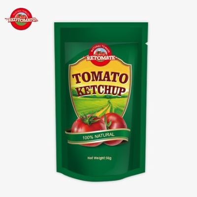 Saquetes de ketchup com sabor natural de 56 g, conforme com as normas internacionais