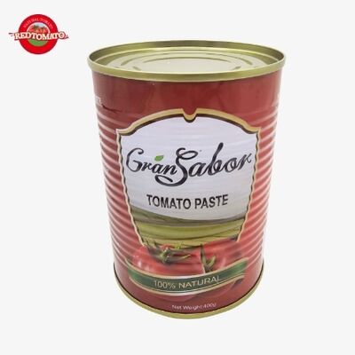 Pasta de tomate enlatada Gransadon 400g (Brix 24%-26%) - OEM com suporte para design de embalagem personalizada